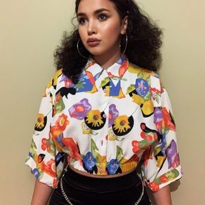 80’s Vintage Crop-top, vibrant patterns, XS-M